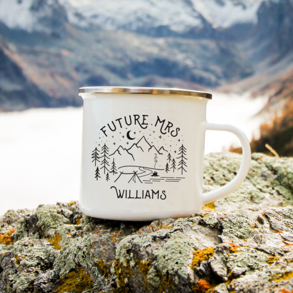 Future Mrs Personalised Enamel Camping Mug