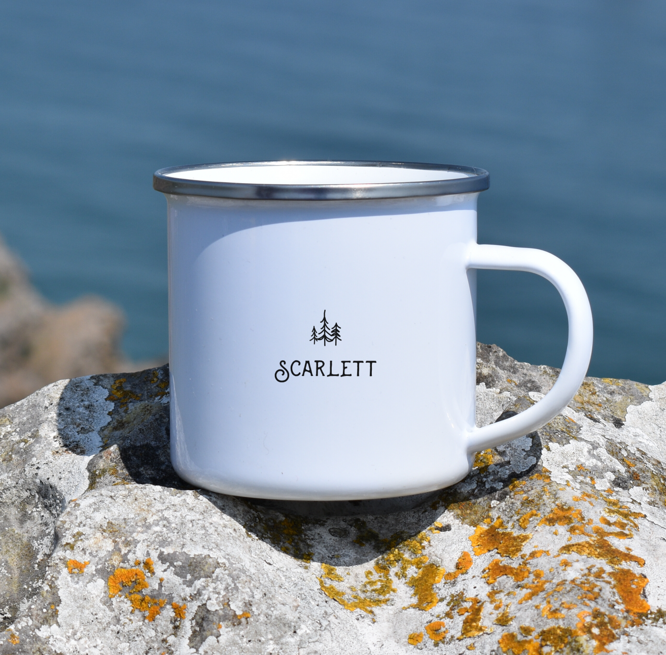 INITIAL & NAME DESIGN PERSONALISED ENAMEL MUG ANY NAME ADDED TO THE DESIGN 