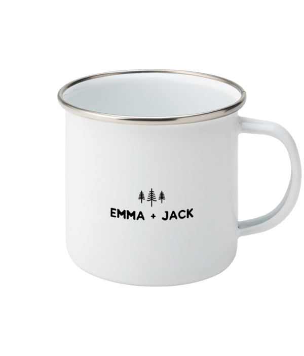 Personalised Enamel Camp Mug Names & Minimal Pines