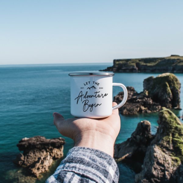 Let The Adventures Begin - Enamel Travel Coffee Mug - Grizzee