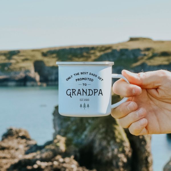 Grandpa Promoted To Grandparents Personalised Enamel Mug