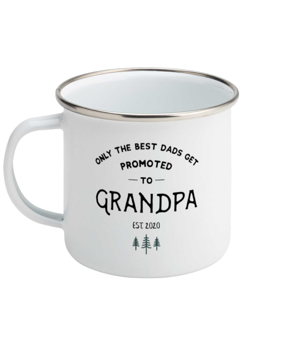 Grandpa Promoted To Grandparents Personalised Enamel Mug Front