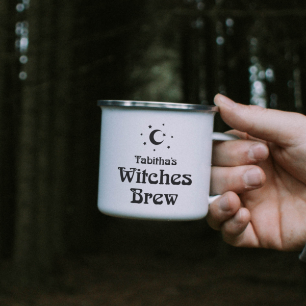 Personalised Witches Brew Halloween Enamel Mug