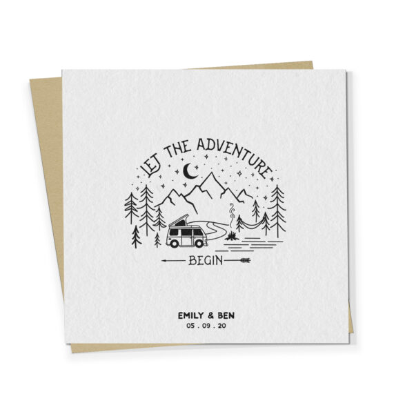 Let The Adventure Begin Vanlife Card With Little Bus