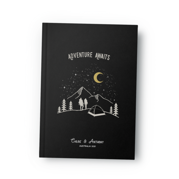 Adventure Awaits Personalised Couples Camping Journal Black