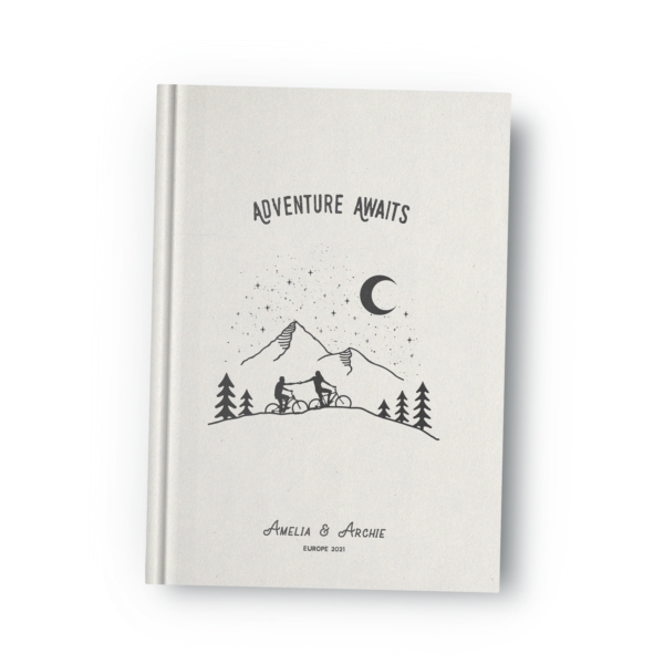 Adventure Awaits Personalised Couples Cycling Journal White