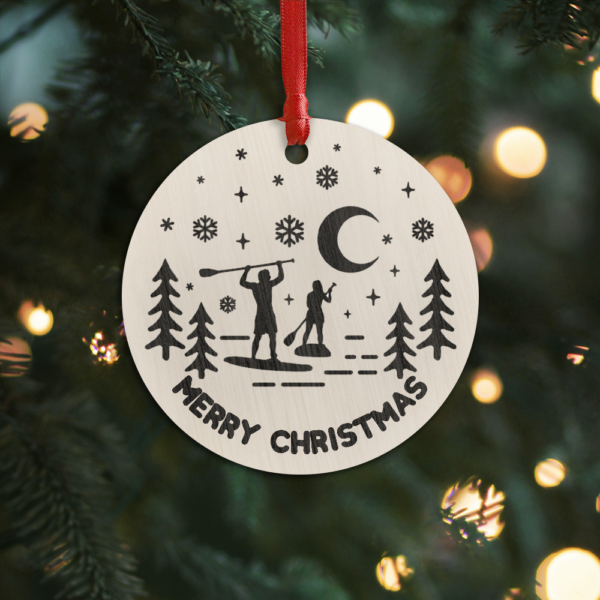 Personalised Paddleboarding Hanging Ornament Merry Christmas