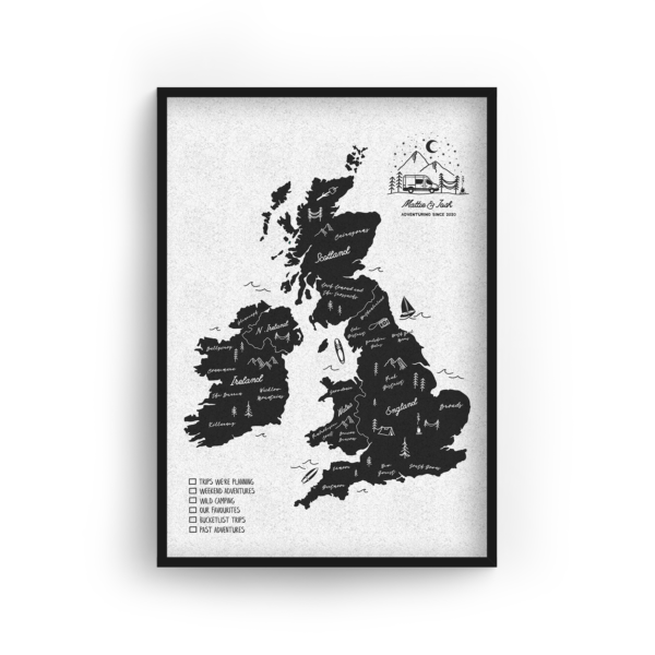 UK & Ireland Personalised Campervan Push Pin Travel Map