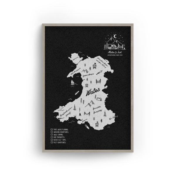 Wales Personalised Campervan Push Pin Travel Map